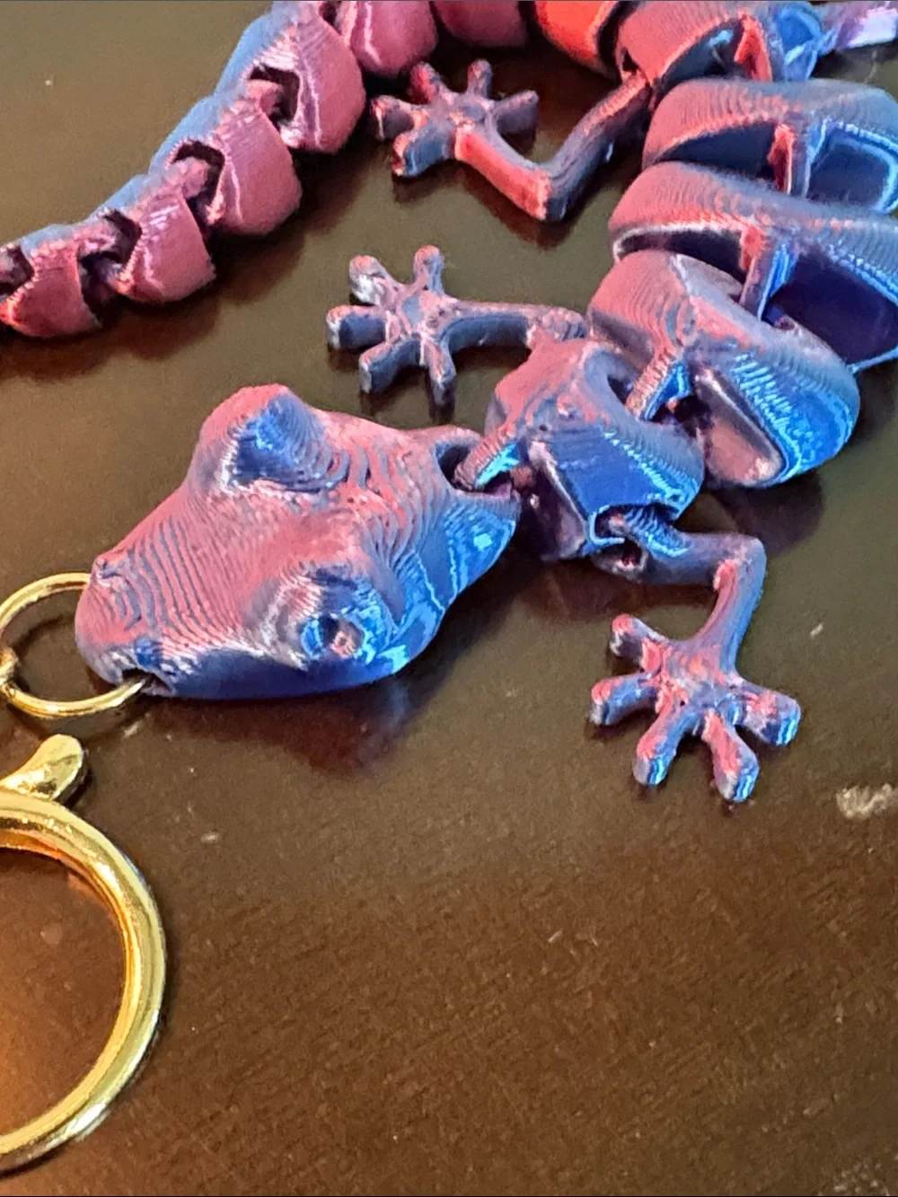 Iridescent Purple 3D Lizard Keychain Pet Reptile Accessory Bag Charm 9” New